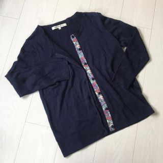 ユナイテッドアローズグリーンレーベルリラクシング(UNITED ARROWS green label relaxing)のグリーンレーベルリラクシング リバティ リネンカーディガン ネイビー 38(カーディガン)