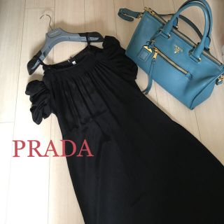 プラダ(PRADA)の★PRADA プラダ★ ショートスリーブ ブラック トロミ ワンピース(ひざ丈ワンピース)