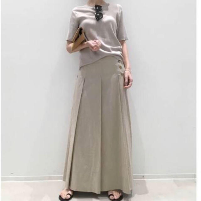 L'Appartement DEUXIEME CLASSE(アパルトモンドゥーズィエムクラス)のL'Appartement CTN Pleats Skirt ベージュ38 レディースのスカート(ロングスカート)の商品写真