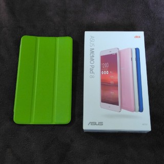 エイスース(ASUS)のau タブレット Memo Pad 8 AST21用 PU手帳型ケース グリーン(Androidケース)