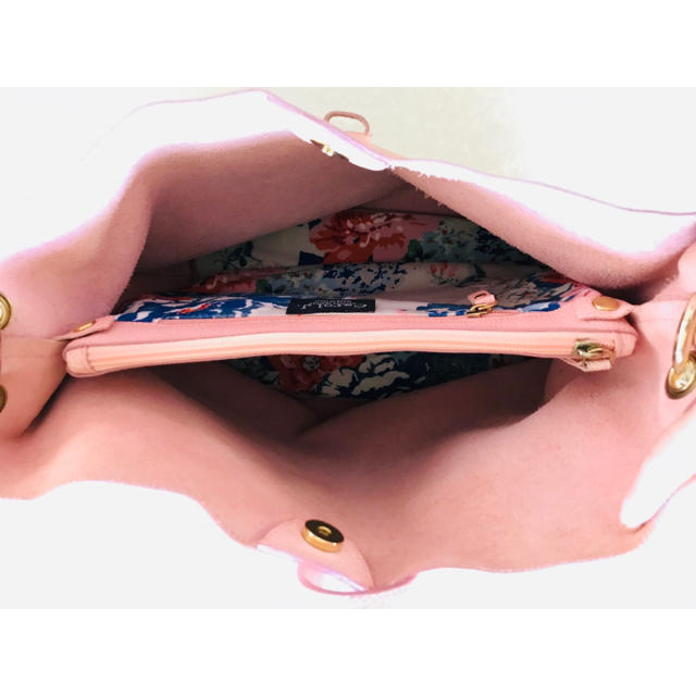 本革 イタリア製 2wayバッグ ピンク ポシェット付 トートバッグ ショルダー レディースのバッグ(トートバッグ)の商品写真