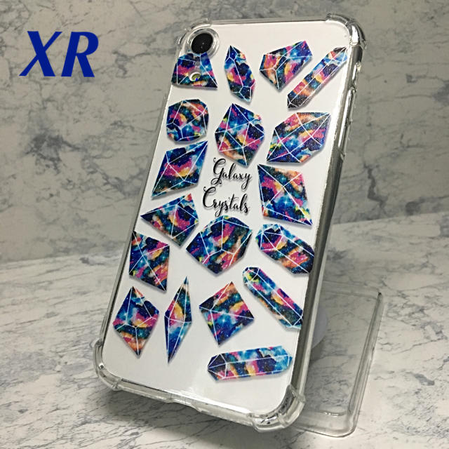 アイフォンXR iPhoneXRソフトケース☆クリスタル柄カラフル青系☆送料無料の通販 by ロゴ's shop｜ラクマ