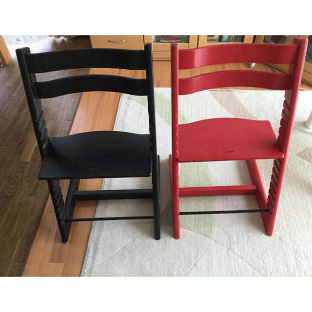 STOKKE トリップトラップ 2脚 赤 黒 STOKKE トリップトラップ 2脚 赤 黒