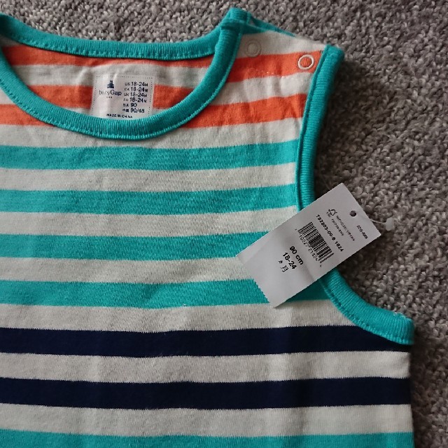 新品タグつき baby gap ノースリ ロンパース ボーダー90  キッズ/ベビー/マタニティのベビー服(~85cm)(ロンパース)の商品写真