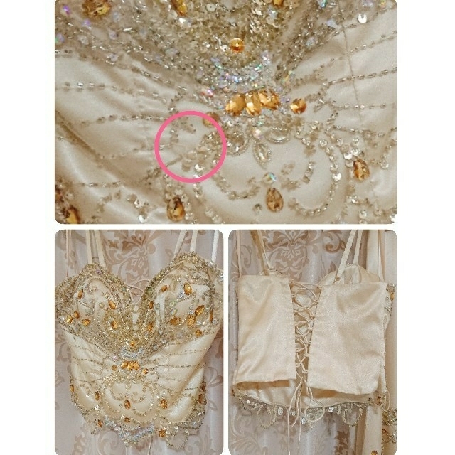 れん様専用 キャバ クラブ ロングドレス Sサイズ ゴールド系 レディースのフォーマル/ドレス(ナイトドレス)の商品写真