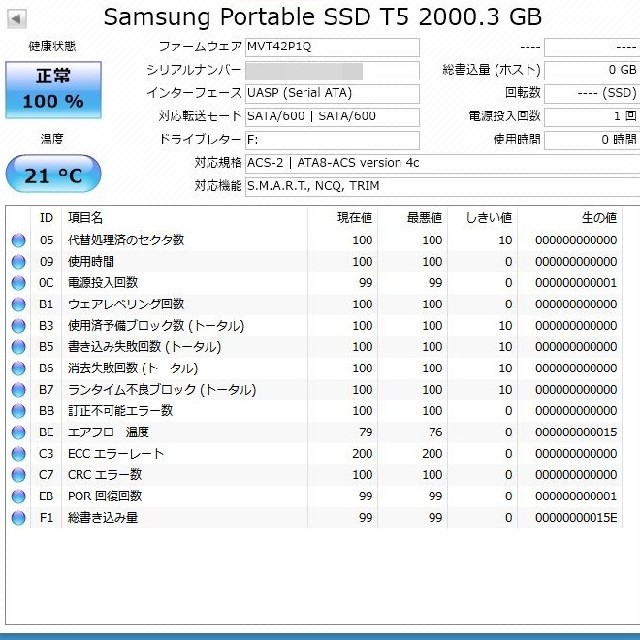 SAMSUNG(サムスン)のyui様専用★未使用品 2TB SSD Samsung ポータブル T5 スマホ/家電/カメラのPC/タブレット(PC周辺機器)の商品写真