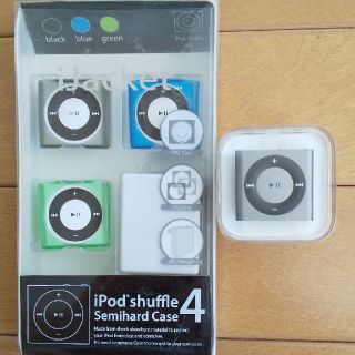 アップル(Apple)のApple iPod shuffle スペースグレイ+セミハードケース 充電器(ポータブルプレーヤー)