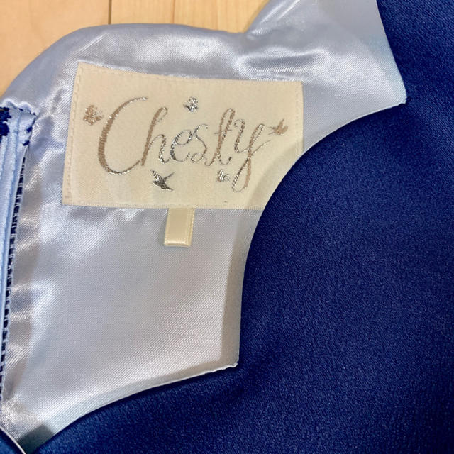 Chesty(チェスティ)のチェスティ  chesty ネイビー 紺色 スカラップ ドレス ワンピース レディースのワンピース(ひざ丈ワンピース)の商品写真
