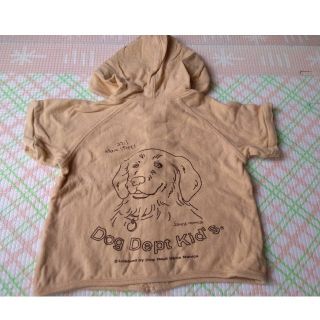 ドッグデプト(DOG DEPT)の美品　Dog Dept フード付　半袖カーディガン　95　綿100％(カーディガン)