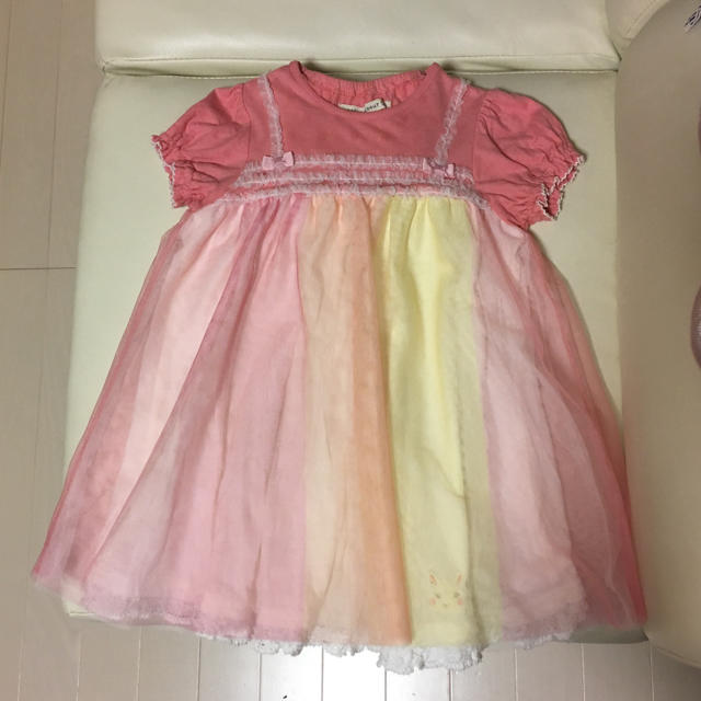 coeur a coeur(クーラクール)のクーラクール＊カラフルチュールワンピース 95 キッズ/ベビー/マタニティのキッズ服女の子用(90cm~)(ワンピース)の商品写真