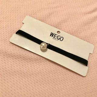 ウィゴー(WEGO)のWEGO  チョーカー  黒のベロアリボン 一粒パール(ネックレス)