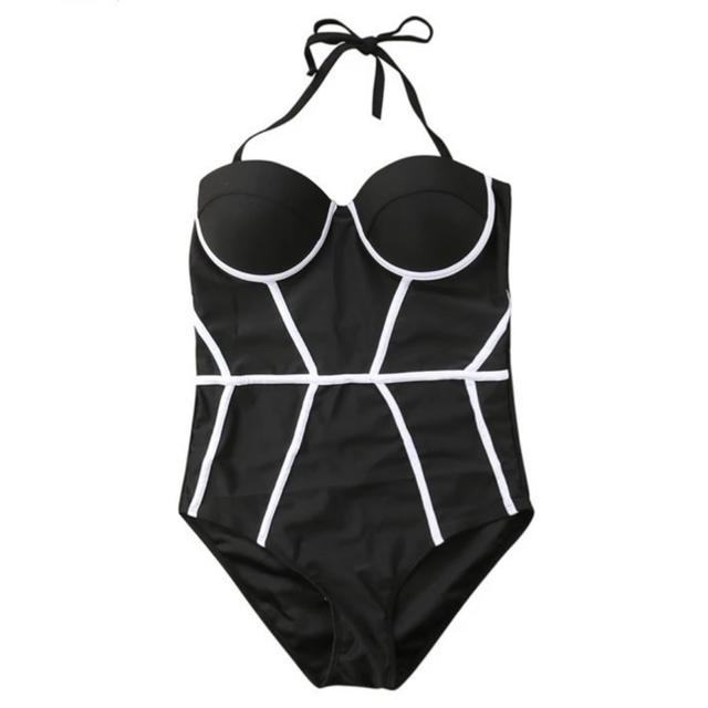 ブラック&ホワイトライン☆セクシーオフショルダー水着 レディースの水着/浴衣(水着)の商品写真