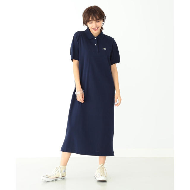 LACOSTE(ラコステ)のBEAMS BOY LACOSTE / 別注 ポロ ドレス ネイビー レディースのワンピース(ロングワンピース/マキシワンピース)の商品写真