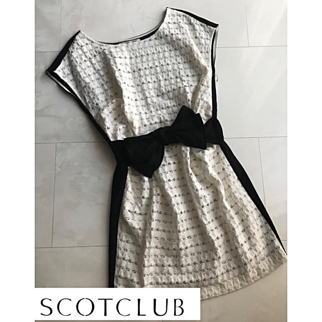 SCOT CLUB(スコットクラブ)のSCOT CLUBスコットクラブ☆透かしレースのチュニックワンピース☆リボン レディースのワンピース(ミニワンピース)の商品写真