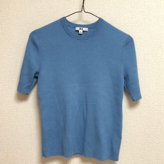 ユニクロ(UNIQLO)のユニクロ  半袖 コットン ニット(ニット/セーター)