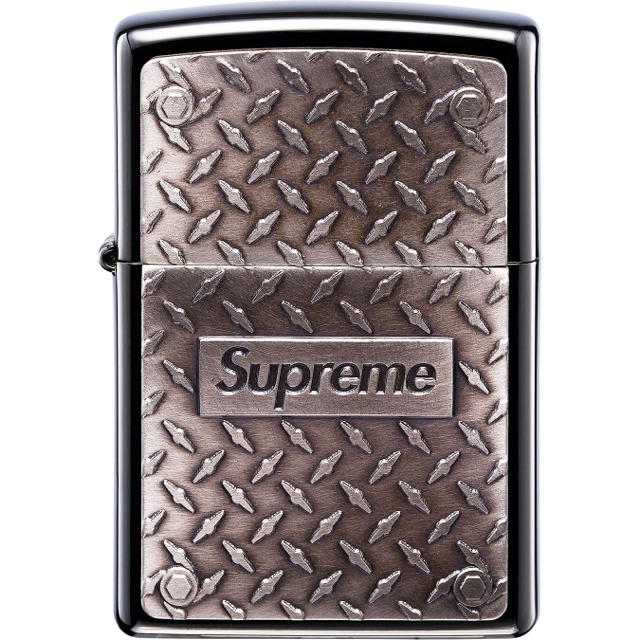 ファッション小物19ss Supreme Diamond Plate Zippo Metal