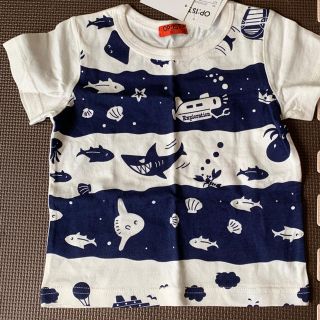 シマムラ(しまむら)の魚 サメ 水族館Ｔシャツ 半Ｔ キッズ 男の子用 90センチ 未使用 ボーダー(Tシャツ/カットソー)