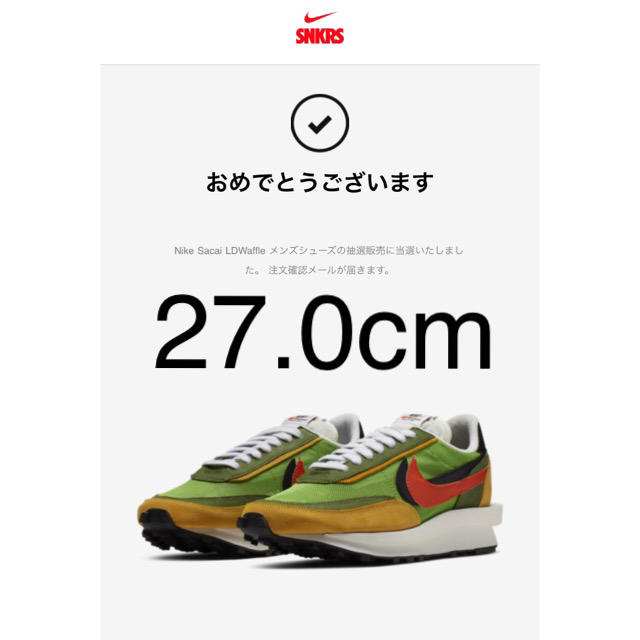 Nike Sacai LDWaffle US9.0 27cm 国内正規