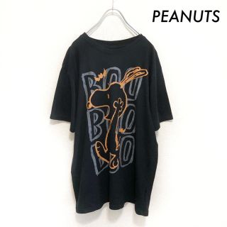 ピーナッツ(PEANUTS)のPEANUTS★スヌーピープリント 半袖Tシャツ USA古着 ブラック 黒(Tシャツ/カットソー(半袖/袖なし))