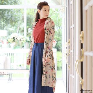 新品★花柄シフォンロングカーディガン ガウンカーデ(カーディガン)