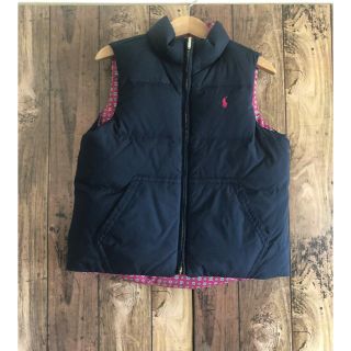 ラルフローレン(Ralph Lauren)の美品 ラルフローレン リバーシブル ダウンベスト ネイビー ピンク 120(ジャケット/上着)