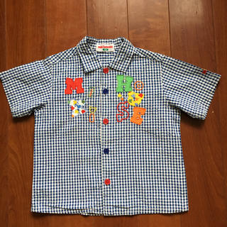 ミキハウス(mikihouse)のミキハウス チェックシャツ 100 襟シャツ ブラウス ブルー 半袖 トップス (ブラウス)