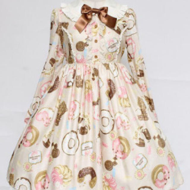 Angelic Pretty(アンジェリックプリティー)のbaked sweets parade ワンピース+バレッタ ベージュ レディースのワンピース(ひざ丈ワンピース)の商品写真