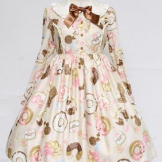 アンジェリックプリティー(Angelic Pretty)のbaked sweets parade ワンピース+バレッタ ベージュ(ひざ丈ワンピース)