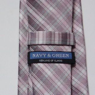 未使用品NAVY&GREENネクタイ(格子柄チェック柄パープル紫色シルバー銀色系(ネクタイ)