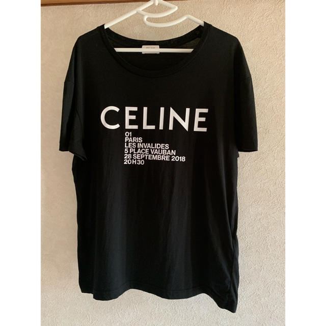 メンズ新品未使用クルーネックTシャツ celineプリントジャージー ブラック