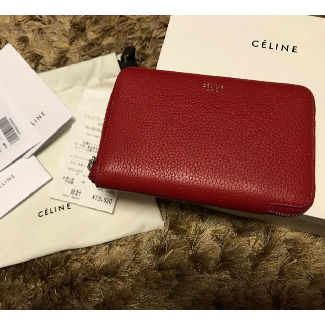 セリーヌ フィービー 赤 二つ折り財布 celine