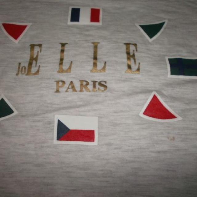 ELLE(エル)のELLE PARIS エル 半袖Tシャツ 男女兼用 100 グレー ロゴ　国旗 キッズ/ベビー/マタニティのキッズ服女の子用(90cm~)(Tシャツ/カットソー)の商品写真