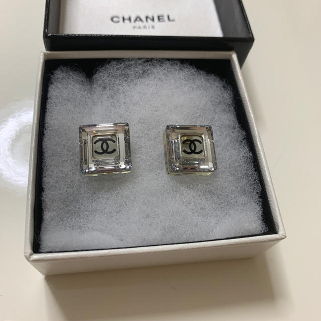 CHANEL シャネル ピアス キューブ スクエア クリア 箱付き☆【未使用品】