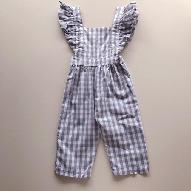 ギンガムチェックサロペット キッズ/ベビー/マタニティのベビー服(~85cm)(ロンパース)の商品写真