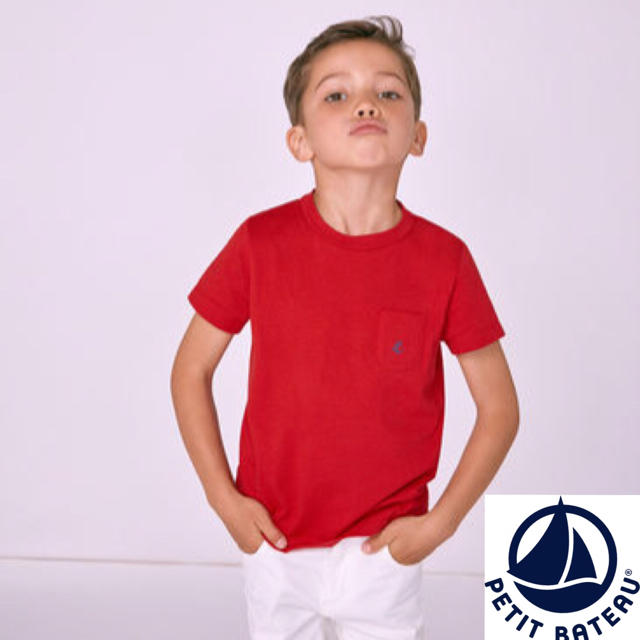 PETIT BATEAU(プチバトー)の【新品】プチバトー ライトコットン半袖Tシャツ レッド キッズ/ベビー/マタニティのキッズ服男の子用(90cm~)(Tシャツ/カットソー)の商品写真