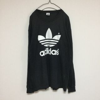 アディダス(adidas)のadidas ロンT 長袖Tシャツ カットソー ロゴ チューリップ 黒 ブラック(Tシャツ/カットソー(七分/長袖))