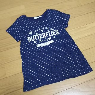 エイチアンドエム(H&M)のH&M ☆ ネイビー 蝶 ドット柄  半袖Tシャツ   130(Tシャツ/カットソー)