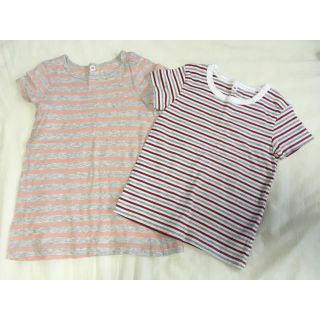 ムジルシリョウヒン(MUJI (無印良品))のボーダートップス☆2枚セット☆90サイズ(Tシャツ/カットソー)