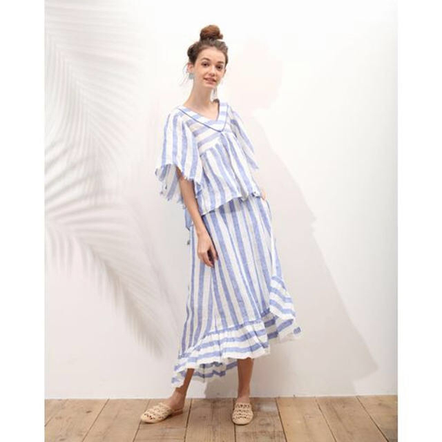 kiira linen stripe wrap skirt & blouse