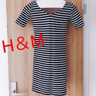 エイチアンドエム(H&M)のH＆M ボーダー チュニック ミニ ワンピ(ミニワンピース)