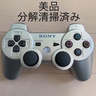 プレイステーション3(PlayStation3)の美品 SONY PS3 純正 コントローラー SIXAXIS 銀 ケーブル付き(家庭用ゲーム機本体)