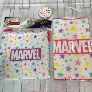 マーベル(MARVEL)の【新品】MARVEL 巾着・ミニタオル・マステ 3点セット(日用品/生活雑貨)