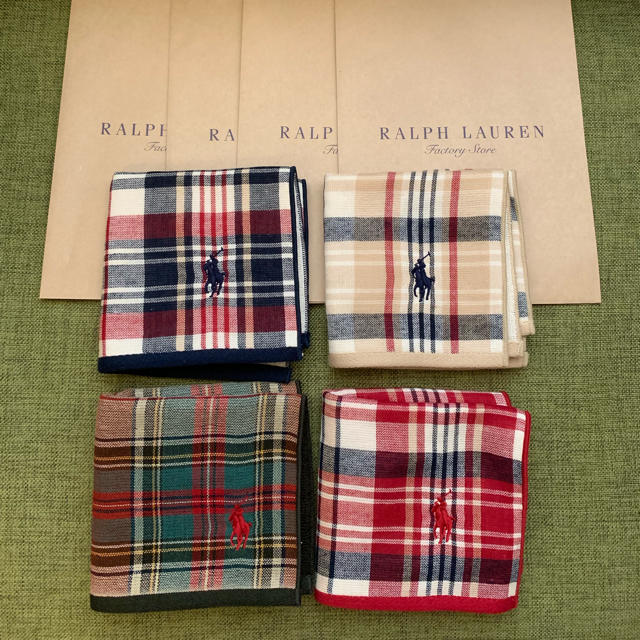 Ralph Lauren(ラルフローレン)の新品 ラルフローレン ハンカチ 4枚 レディースのファッション小物(ハンカチ)の商品写真