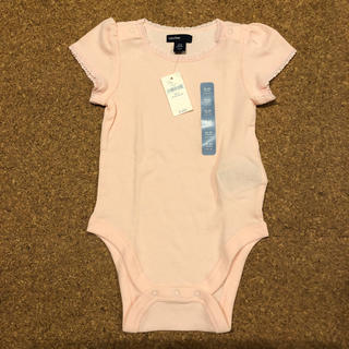ベビーギャップ(babyGAP)の新品未使用 ベビーギャップ 半袖 リブ ロンパース ピンク パフスリーブ (Tシャツ/カットソー)