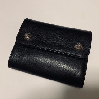 クロムハーツ(Chrome Hearts)のクロムハーツ 財布　ウォレット WAVE　MINI ブラック レザー 本革(折り財布)