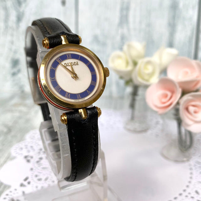 【一部予約販売】 Gucci - ゴールド ブルー 腕時計 シェリーライン グッチ 【美品】GUCCI 腕時計