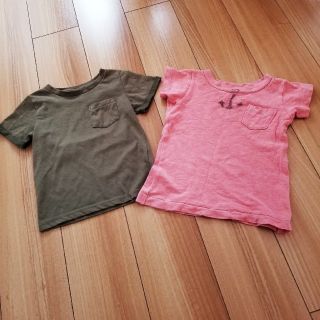 グローバルワーク(GLOBAL WORK)の100 Tシャツ 半袖 2枚 セット ピンク カーキ ポケット グローバルワーク(Tシャツ/カットソー)