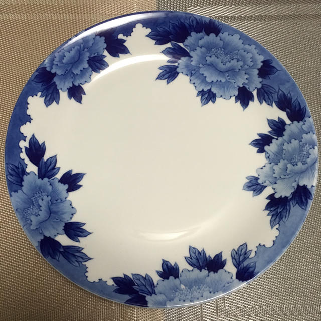 【未使用】 深川製磁　藍ぼたん　大皿１枚