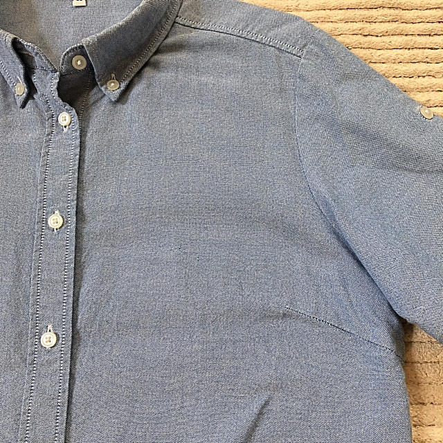 MUJI (無印良品)(ムジルシリョウヒン)の無印良品オックスフォードシャツ 水色ボタンダウン レディースのトップス(シャツ/ブラウス(半袖/袖なし))の商品写真