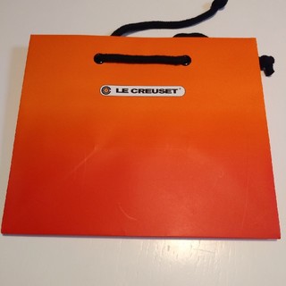 ルクルーゼ(LE CREUSET)のルクルーゼ オレンジ プレゼント ショッパー ショップ袋 ギフト マチ 美品(ラッピング/包装)
